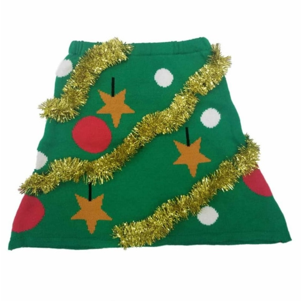 HAPPY HOLIDAYS | Tinsel Knit Ugly Christmas Tree Skirt